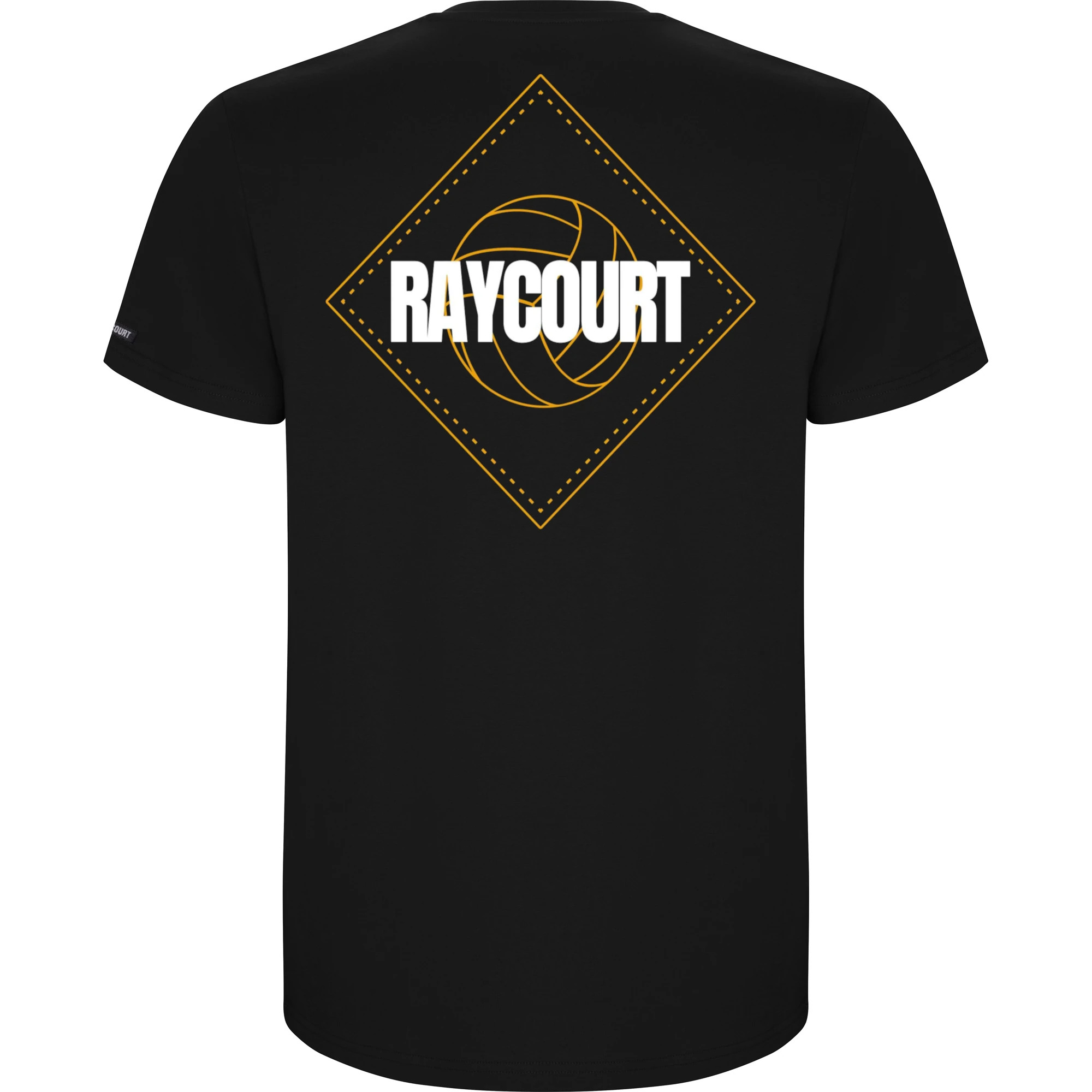 Camiseta de manga corta con un gran logo de Raycourt en la espalda.