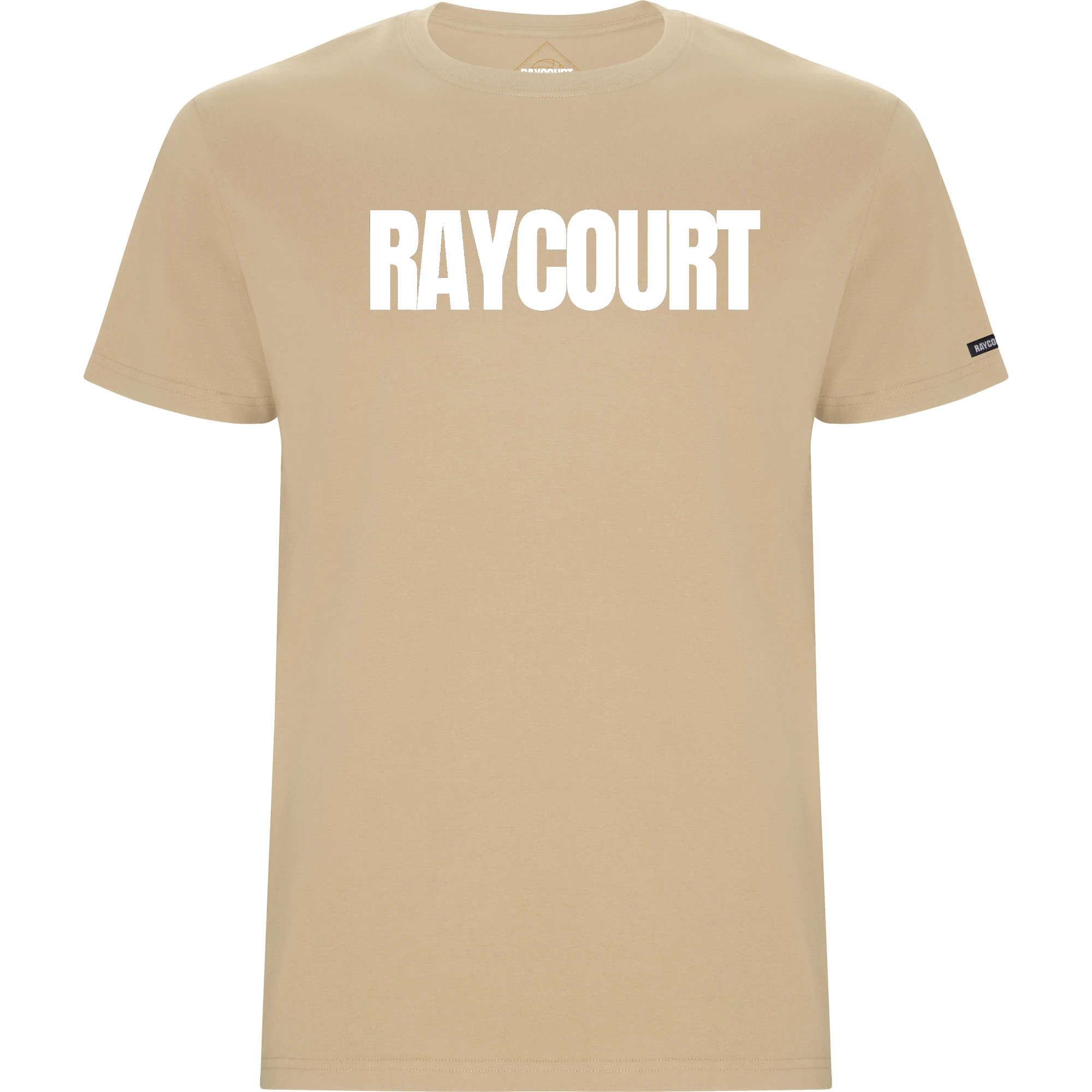 Camiseta de manga corta con el nombre de Raycourt en vinilo con relieve en el pecho.