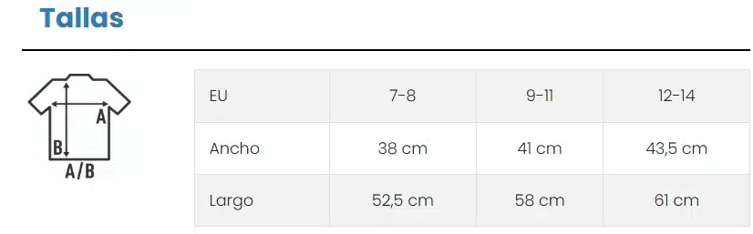 Guia de tallas infantiles